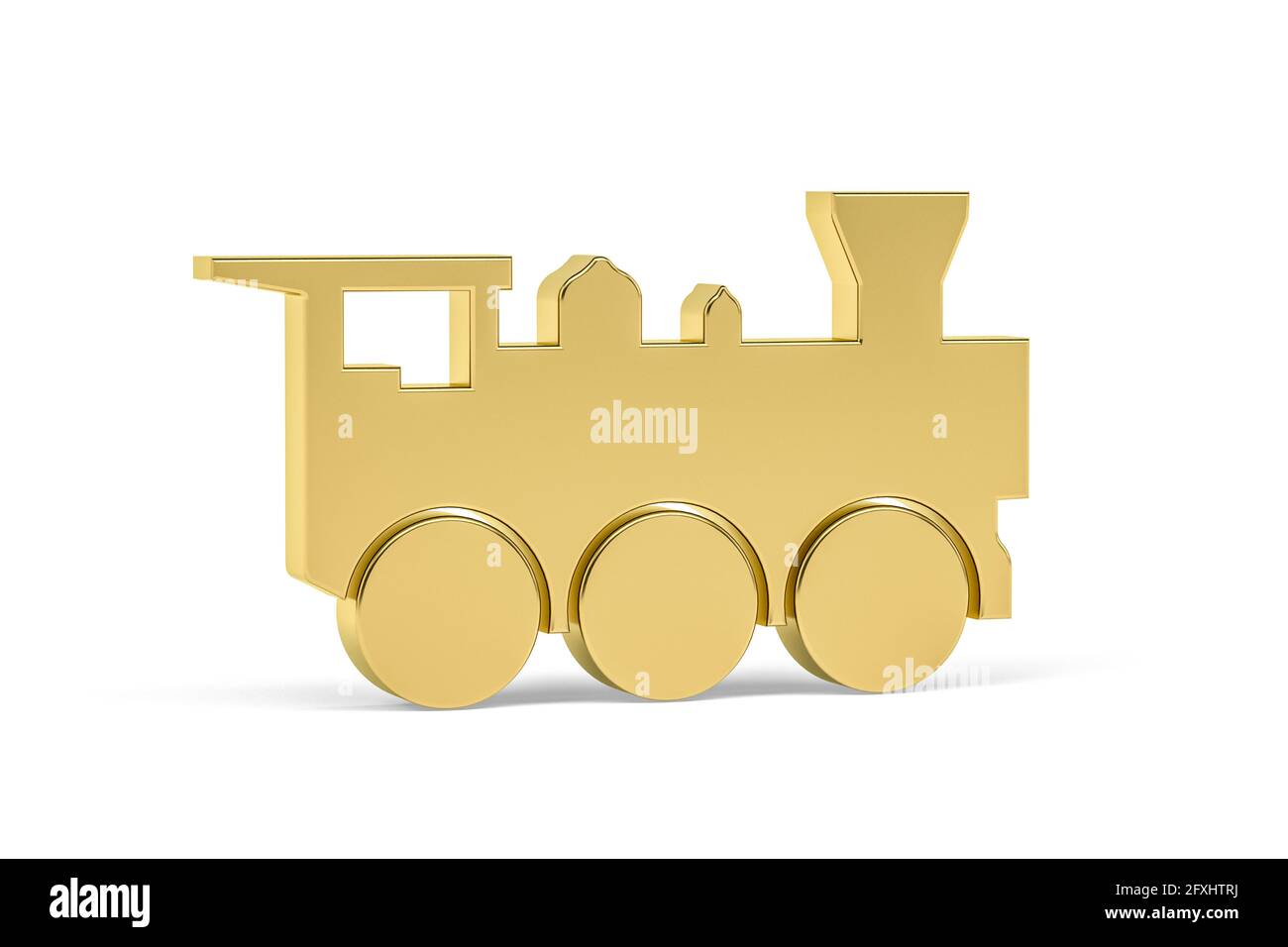 Golden 3d train icon isolated on white background - 3D render Stock ...