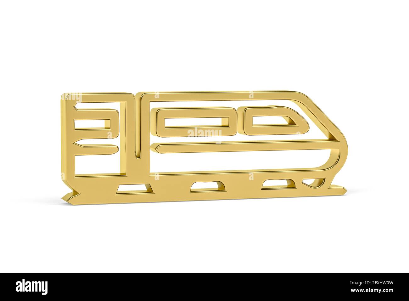 Golden 3d train icon isolated on white background - 3D render Stock ...
