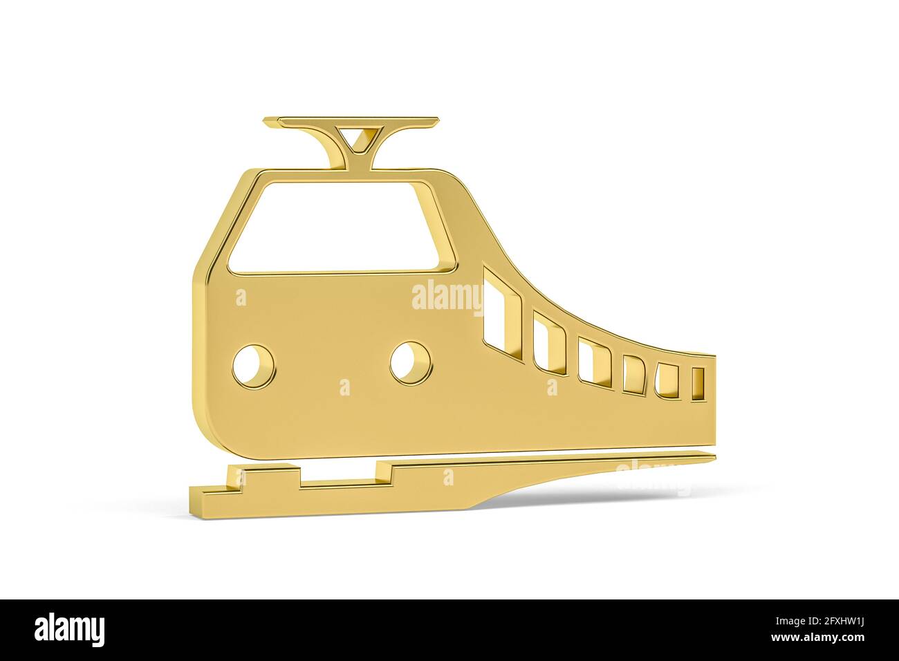 Golden 3d train icon isolated on white background - 3D render Stock ...