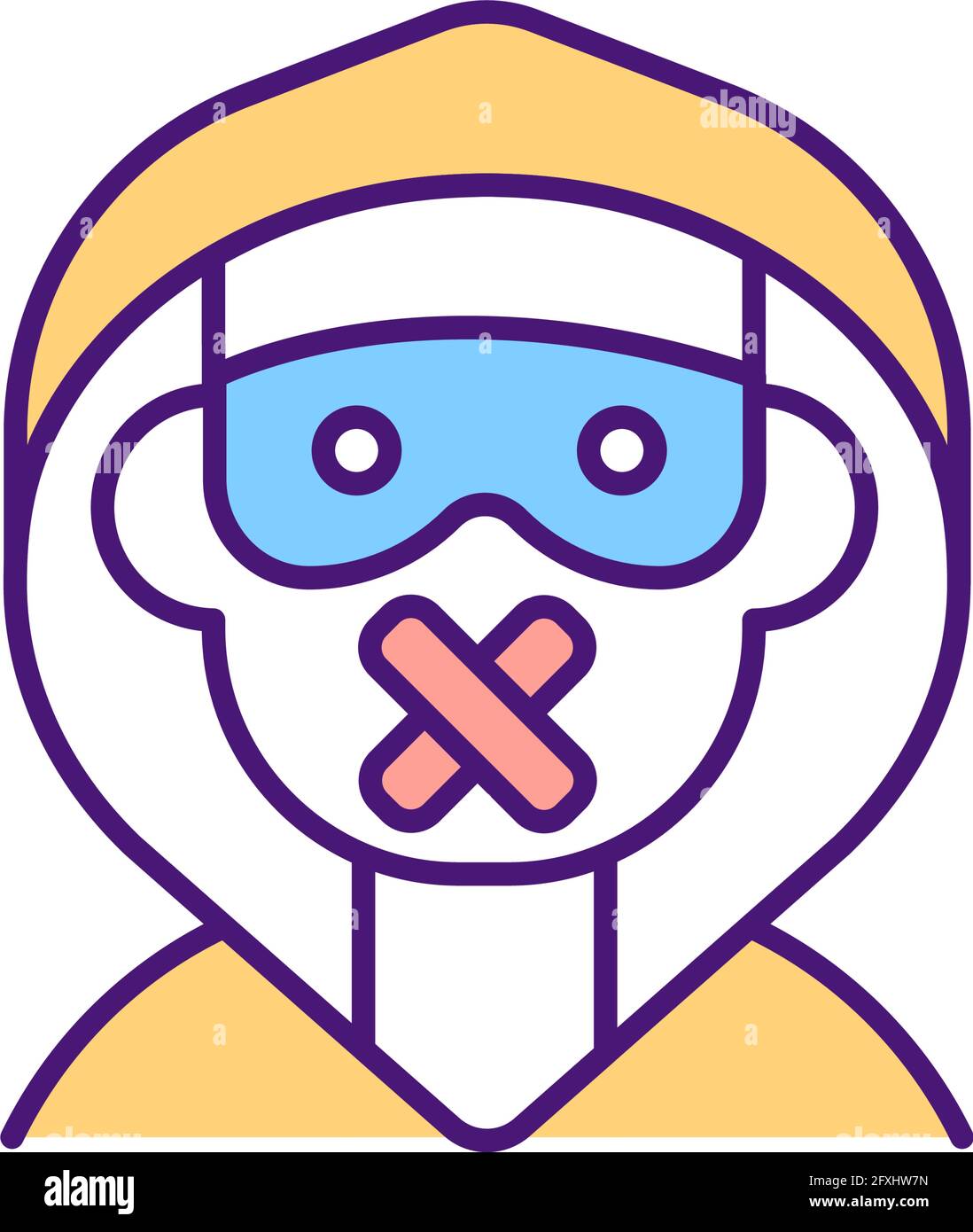 Blocking offensive anonymous users RGB color icon Stock Vector