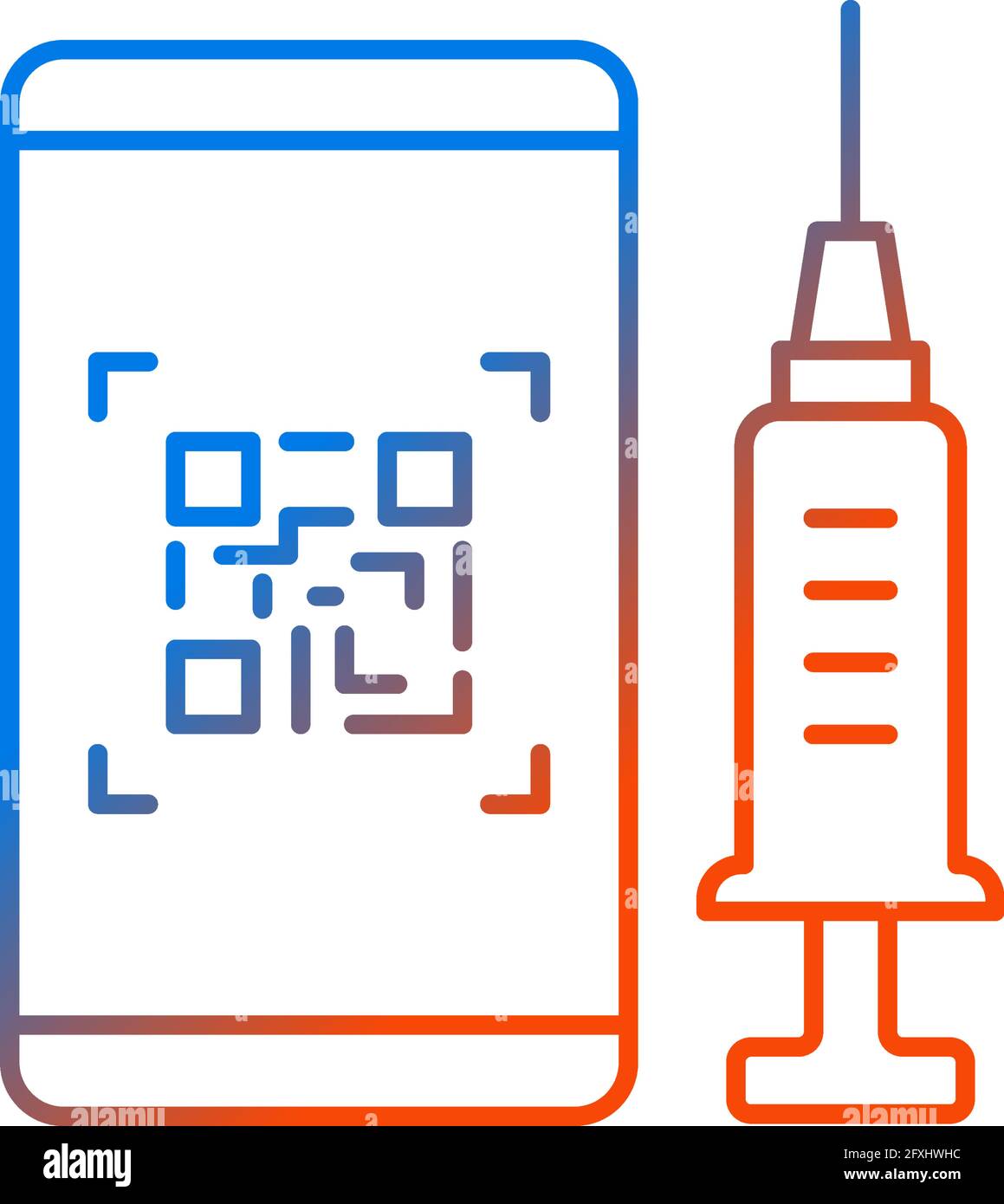 QR code for vaccination gradient linear vector icon Stock Vector