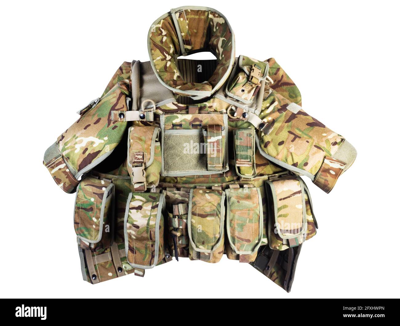 Isolated photo of level 3 camouflaged armored soldier vest with