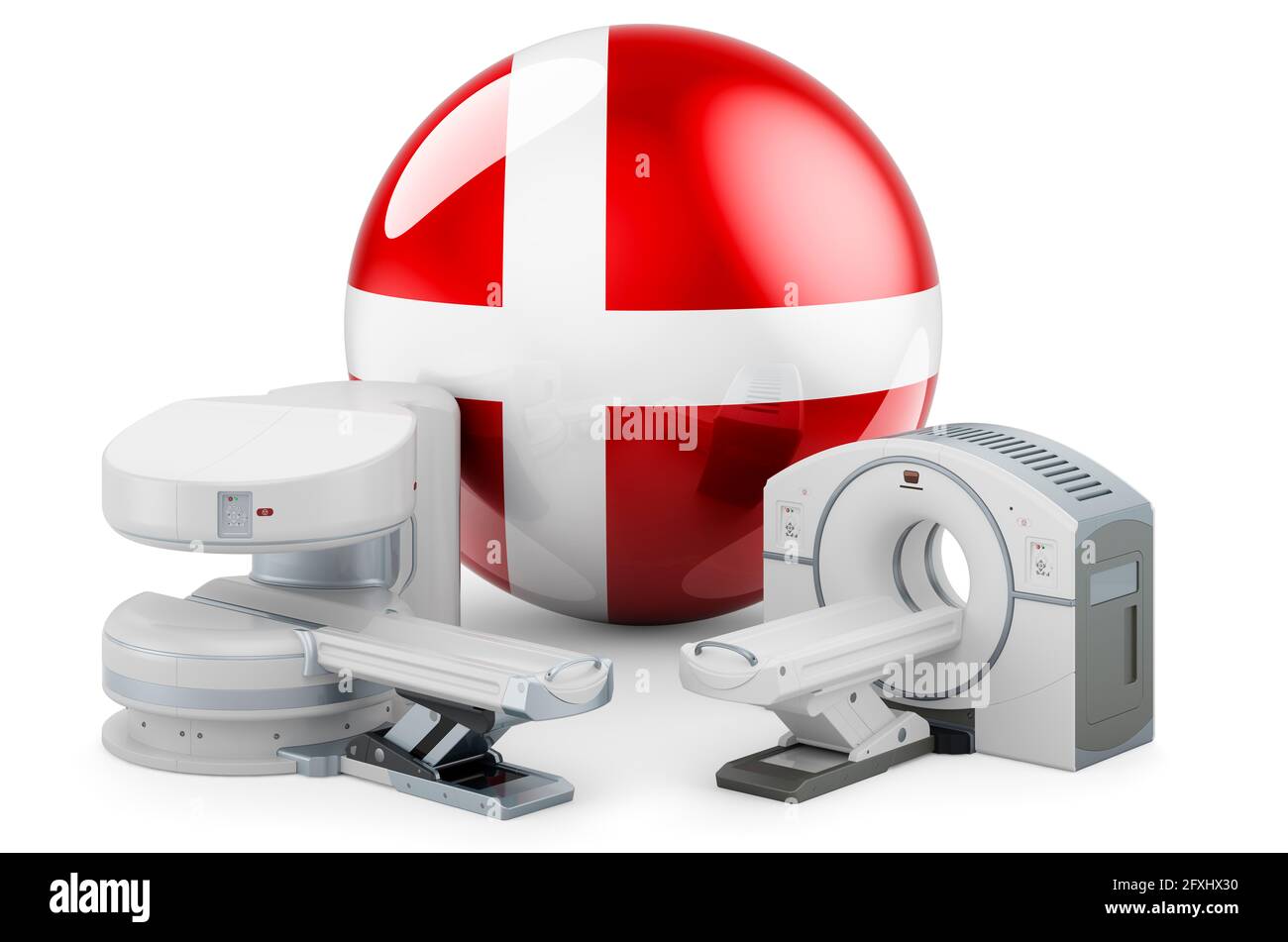 MRI and CT Diagnostic, Research Centres in Denmark. MRI machine and CT  scanner with Danish flag, 3D rendering isolated on white background Stock  Photo - Alamy
