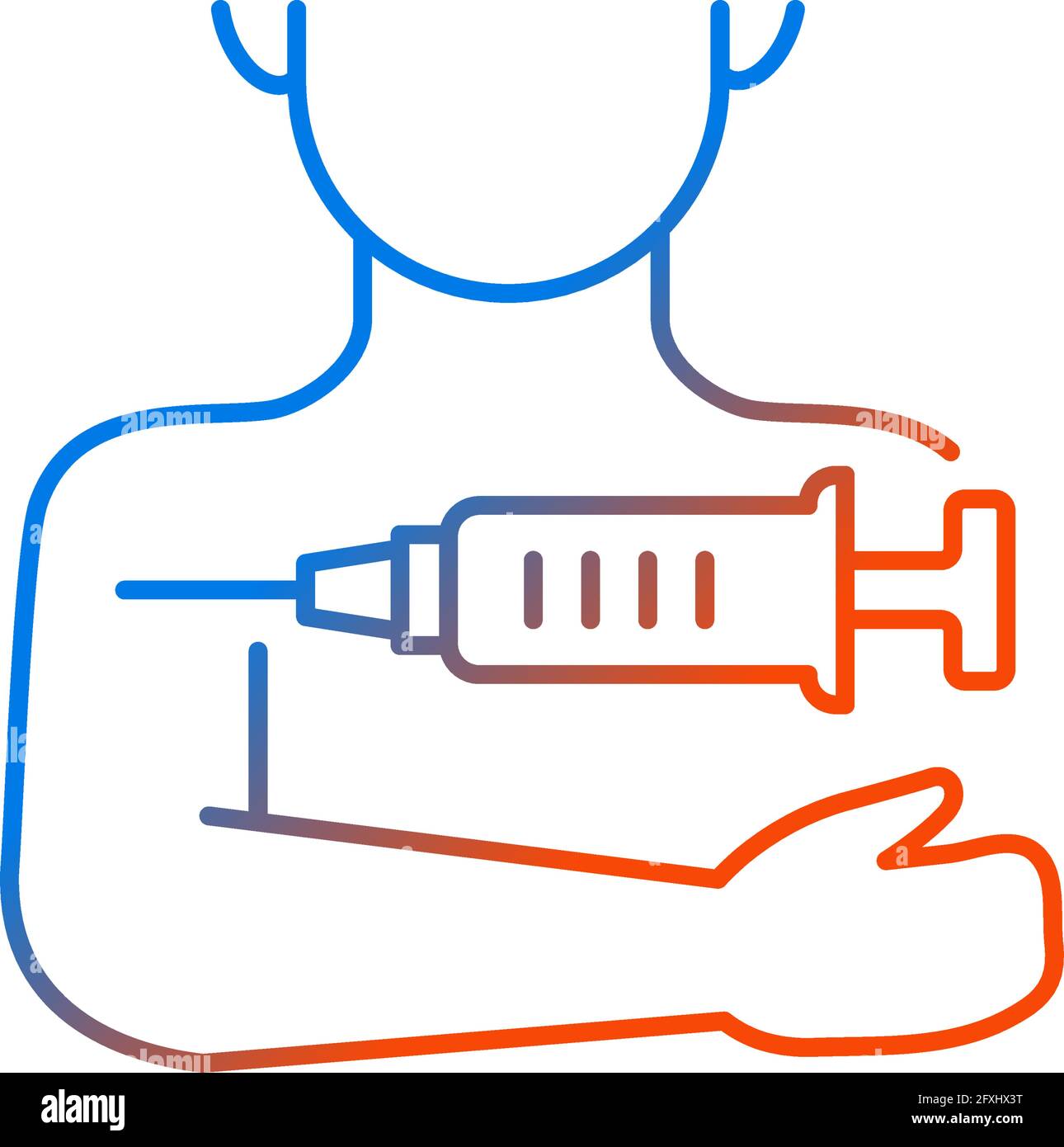Injection in arm gradient linear vector icon Stock Vector