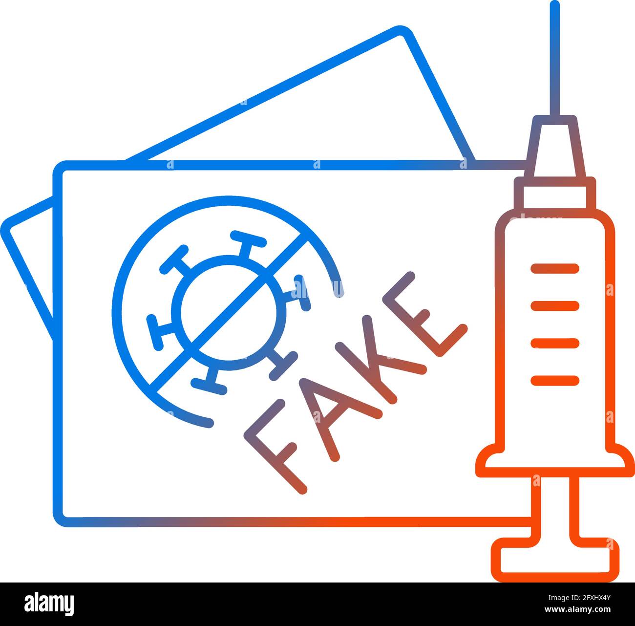 Fake vaccination card gradient linear vector icon Stock Vector