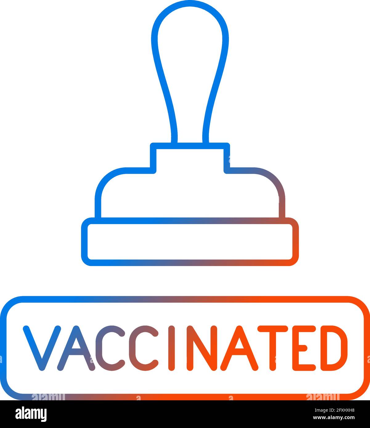 Vaccinated stamp gradient linear vector icon Stock Vector