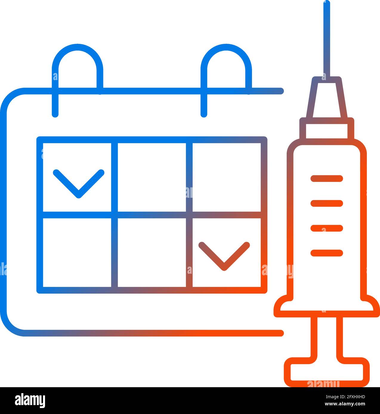 Two dose vaccination gradient linear vector icon Stock Vector
