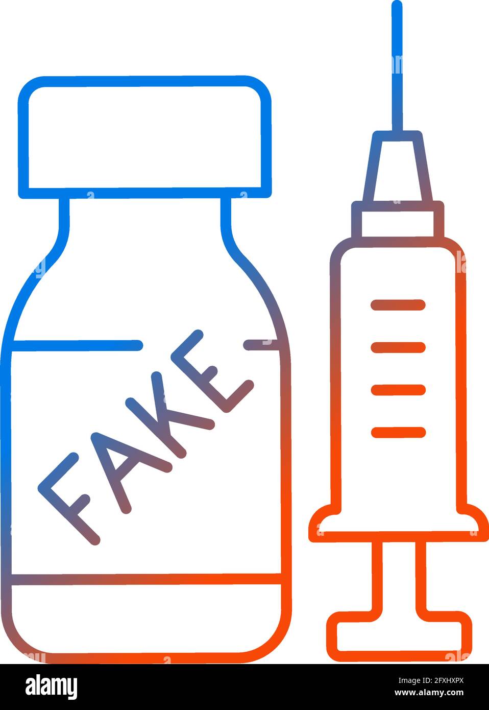 Fake vaccine gradient linear vector icon Stock Vector