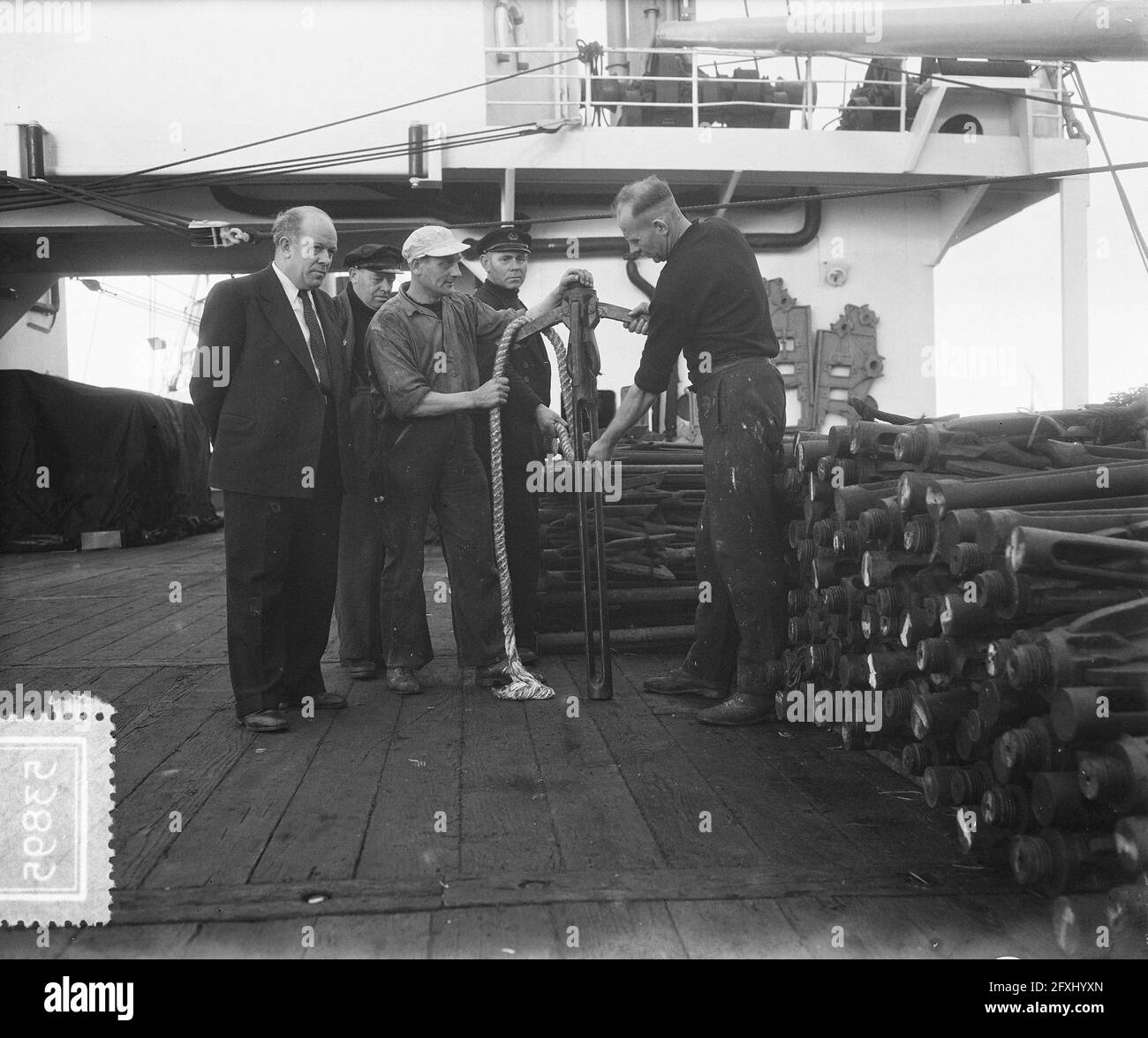 Willem Barends departs whaling, 30 October 1952, The Netherlands, 20th century press agency photo, news to remember, documentary, historic photography 1945-1990, visual stories, human history of the Twentieth Century, capturing moments in time Stock Photo
