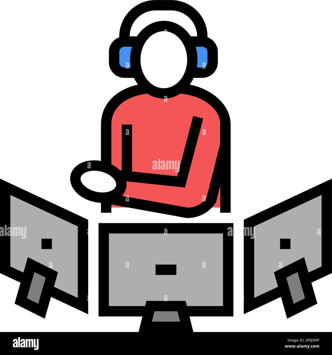 dispatcher controlling flight way color icon vector illustration Stock ...