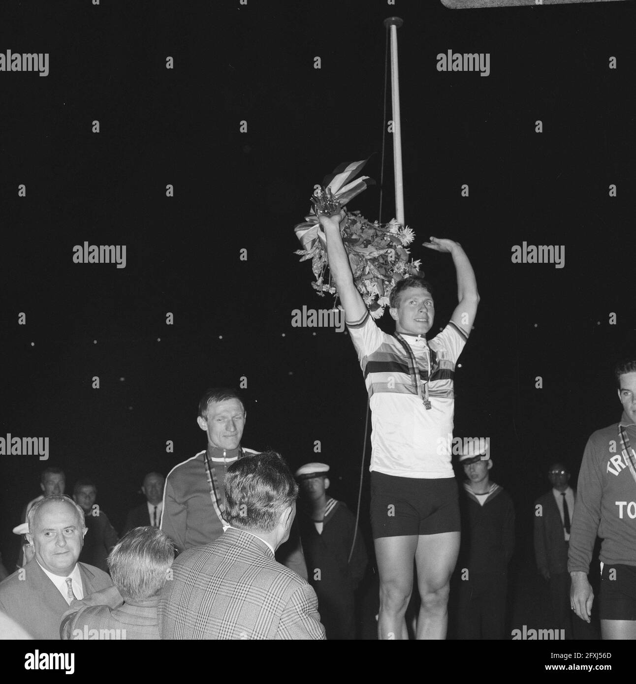 World Championships Cycling in Amsterdam. Dane Friedborg on the podium, August 23, 1967, WIELRENNEN, stages, The Netherlands, 20th century press agency photo, news to remember, documentary, historic photography 1945-1990, visual stories, human history of the Twentieth Century, capturing moments in time Stock Photo