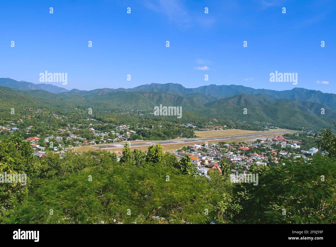 Scenery from view point of Wat Phrathat Doi Kong Mu in Mae Hong Son province, Thailand. Stock Photo