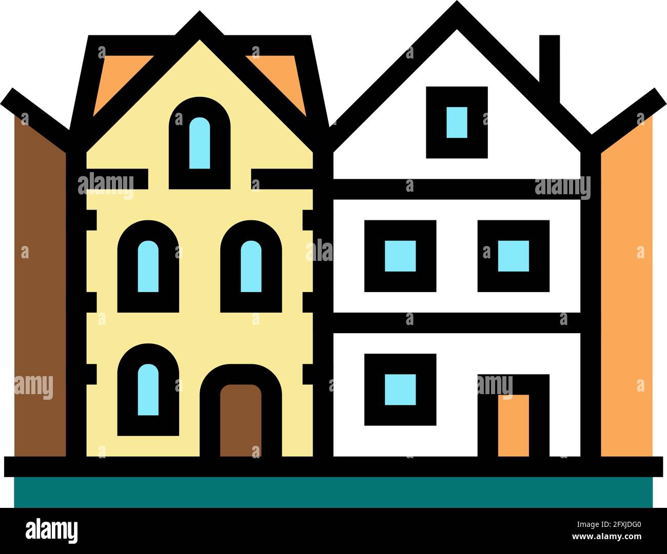 Townhome House Color Icon Vector Illustration Stock Vector Image Art