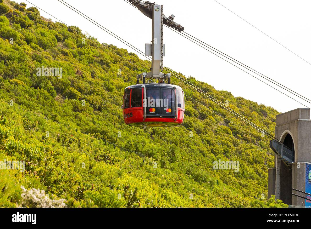 Table mountain cable car and cableway departing from the cablecar