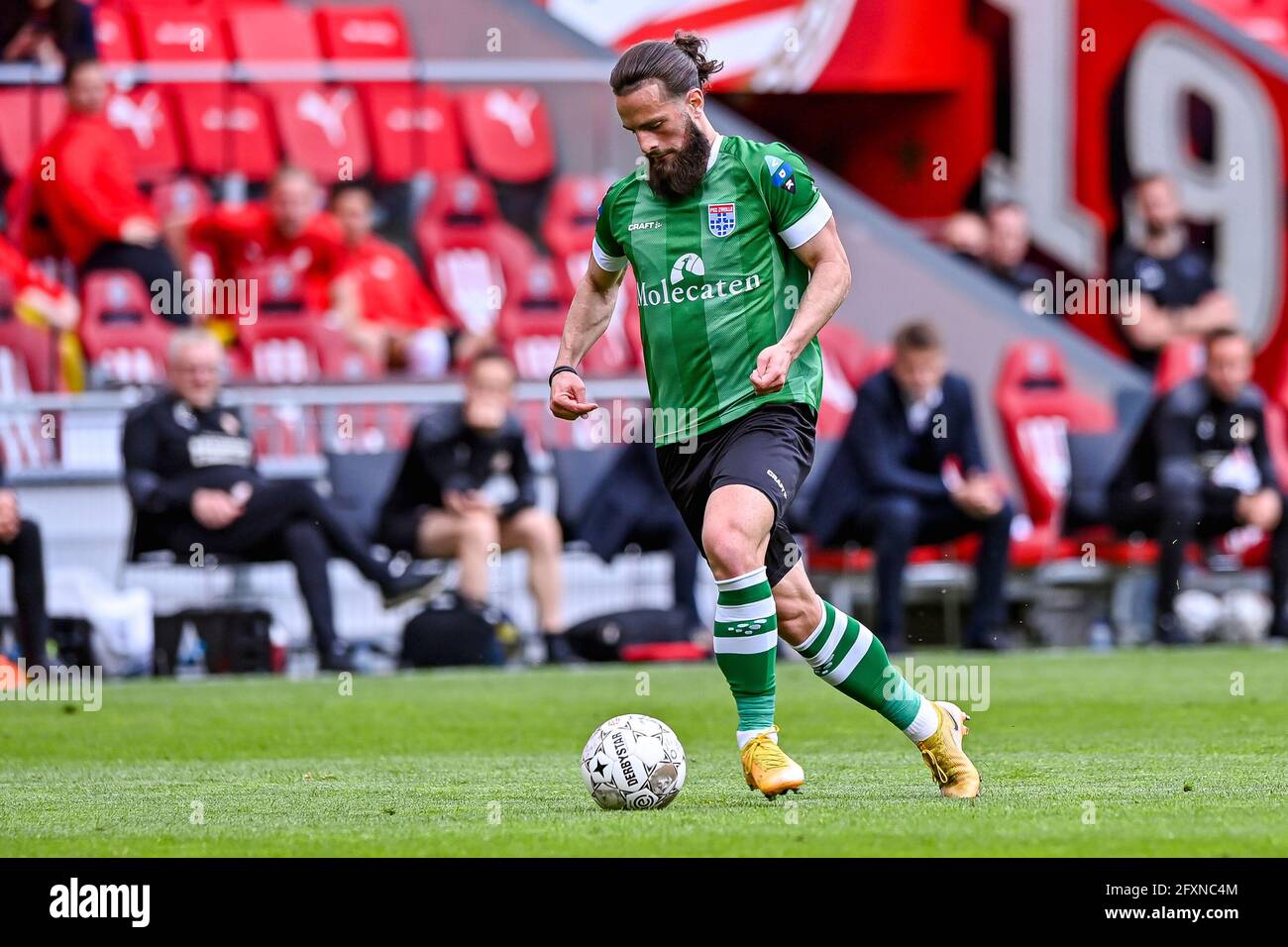 EINDHOVEN, NETHERLANDS - MAY 13: Destan Bajselmani of PEC Zwolle during the Dutch Eredivisie match between PSV and PEC Zwolle at Philips Stadium on Ma Stock Photo