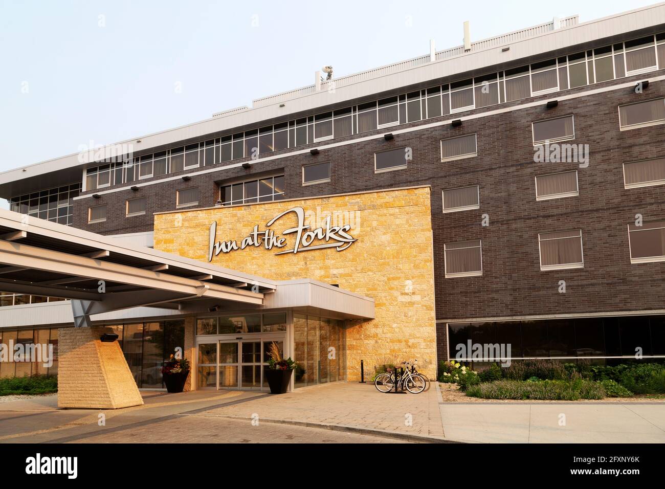 Facade of the Inn at the Forks hotel in Winnipeg, Canada. Stock Photo