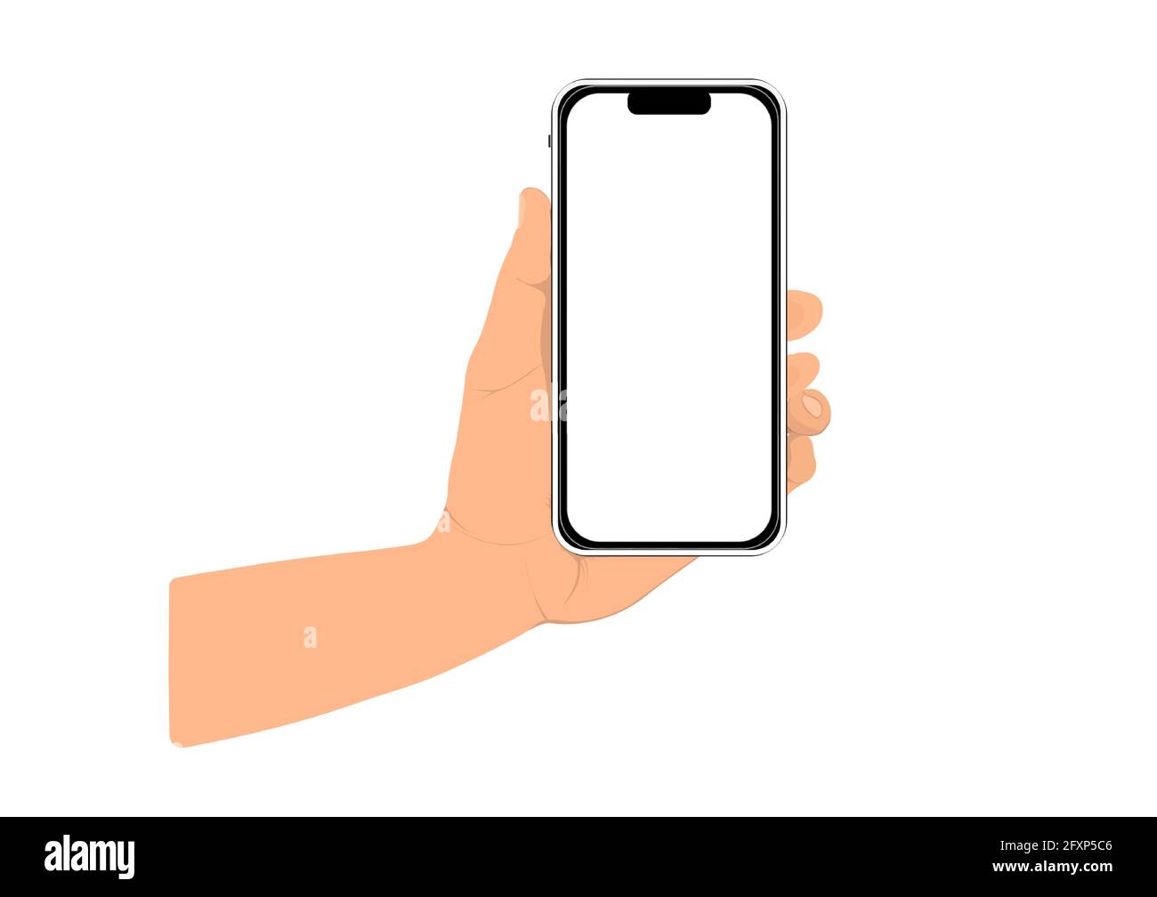 image graphics hand hold smart phone isolated white background vector illustration Stock Vector