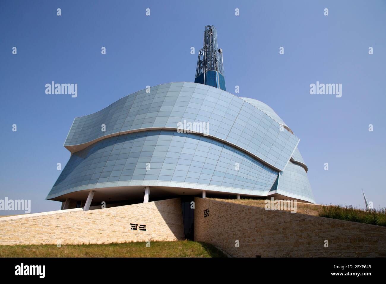 The Canadian Museum for Human Rights under a blue sky at Winnipeg in Manitoba, Canada. Stock Photo