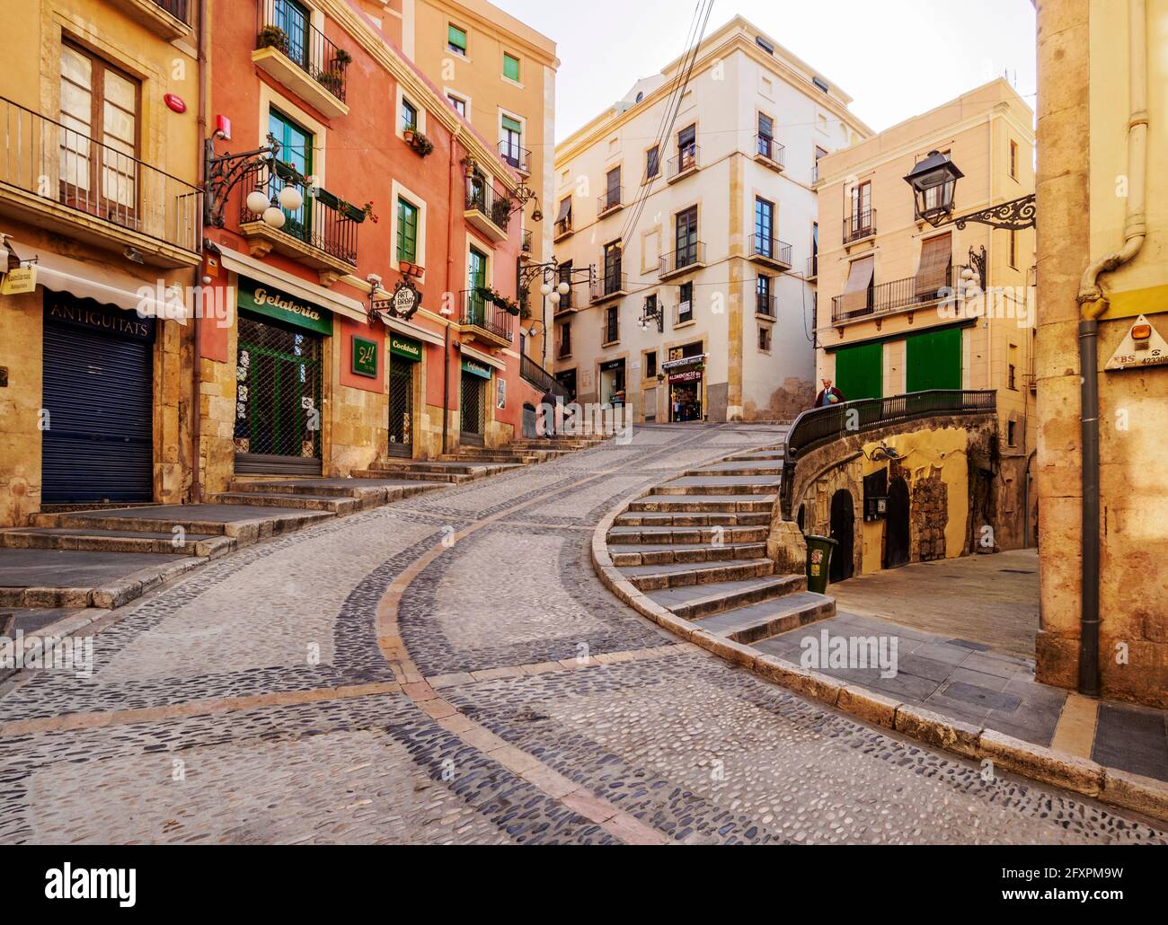 Street of the Old Town, Tarragona, Catalonia, Spain, Europe Stock Photo