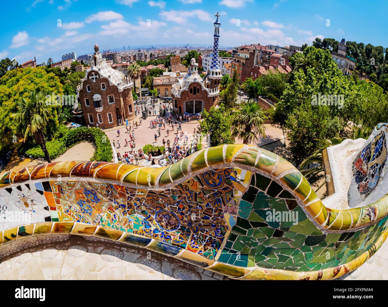 Parc Guell, famous park designed by Antoni Gaudi, UNESCO World Heritage Site, Barcelona, Catalonia, Spain, Europe Stock Photo