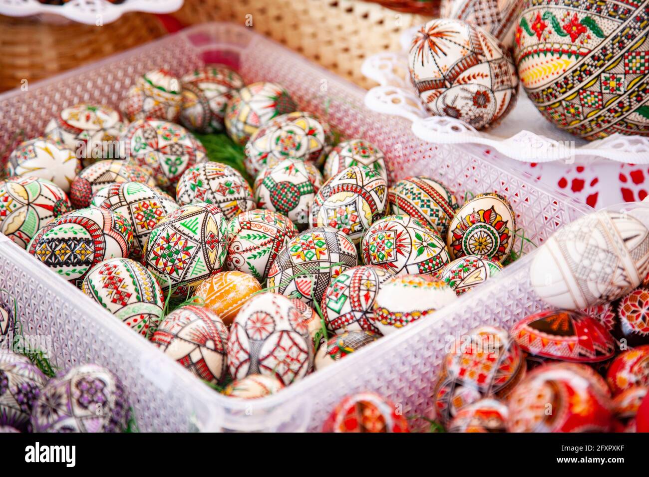 Traditional painted Easter eggs, Transylvania, Romania, Europe Stock