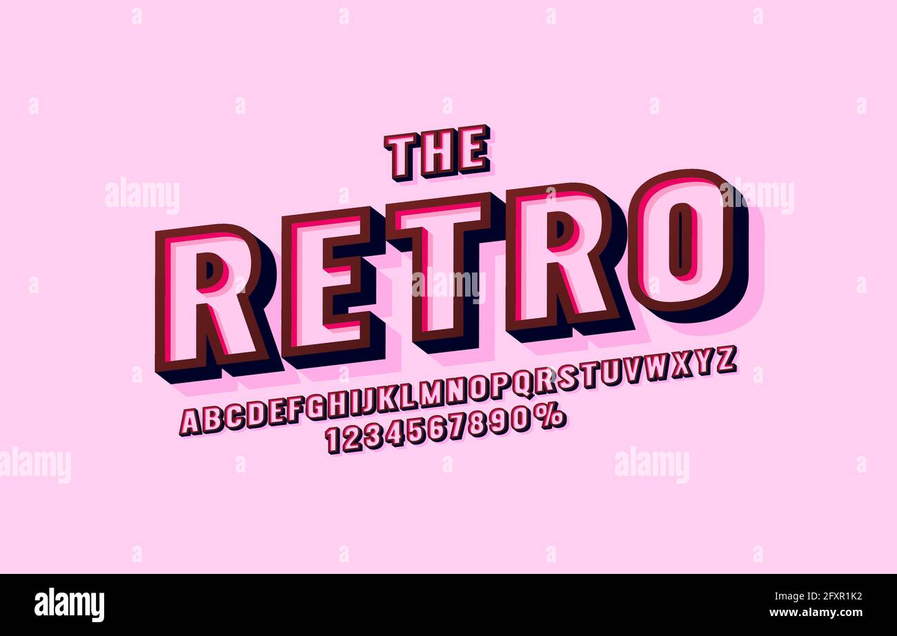 Retro font set collection, letters and numbers symbol. Vector ...