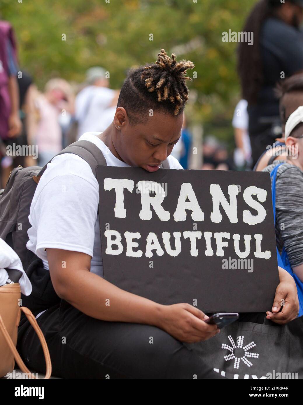 September 28, 2019 - Washington, DC USA: Transgender rights activists and family gather to raise awareness during The National Trans Visibility March Stock Photo