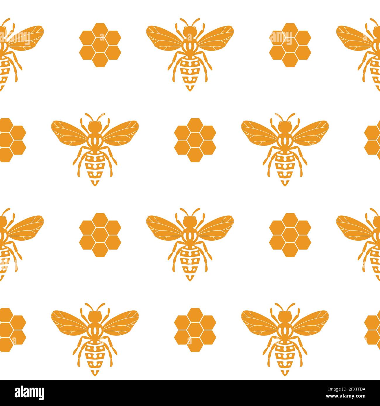 Seamless pattern with bees and honeycombs on white background. Small wasp.  Vector illustration. Adorable cartoon character. Template design for Stock  Vector Image & Art - Alamy