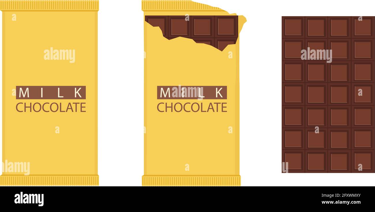 Set Of Chocolate Bar. Chocolate bar package packaging. Vector