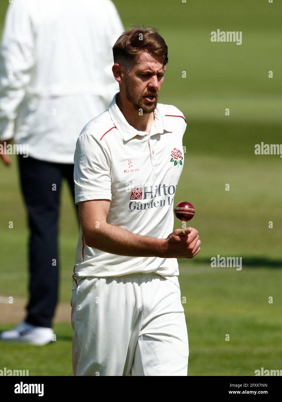 27th May 2021; Emirates Old Trafford, Manchester, Lancashire, England;  County Championship Cricket, Lancashire versus Yorkshire, Day 1; Tom Bailey  of Lancashire prepares to bowl Stock Photo - Alamy