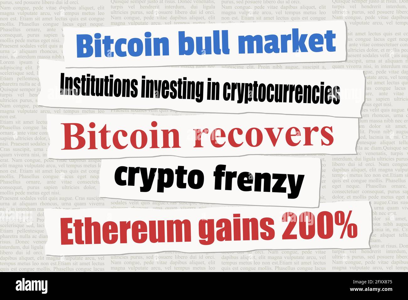 Crypto investing news headlines. Crypto currency newspaper titles: bitcoin  financial news Stock Vector Image & Art - Alamy