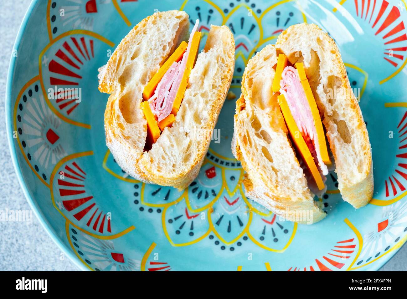 Ham and Cheese Sandwich Stock Photo