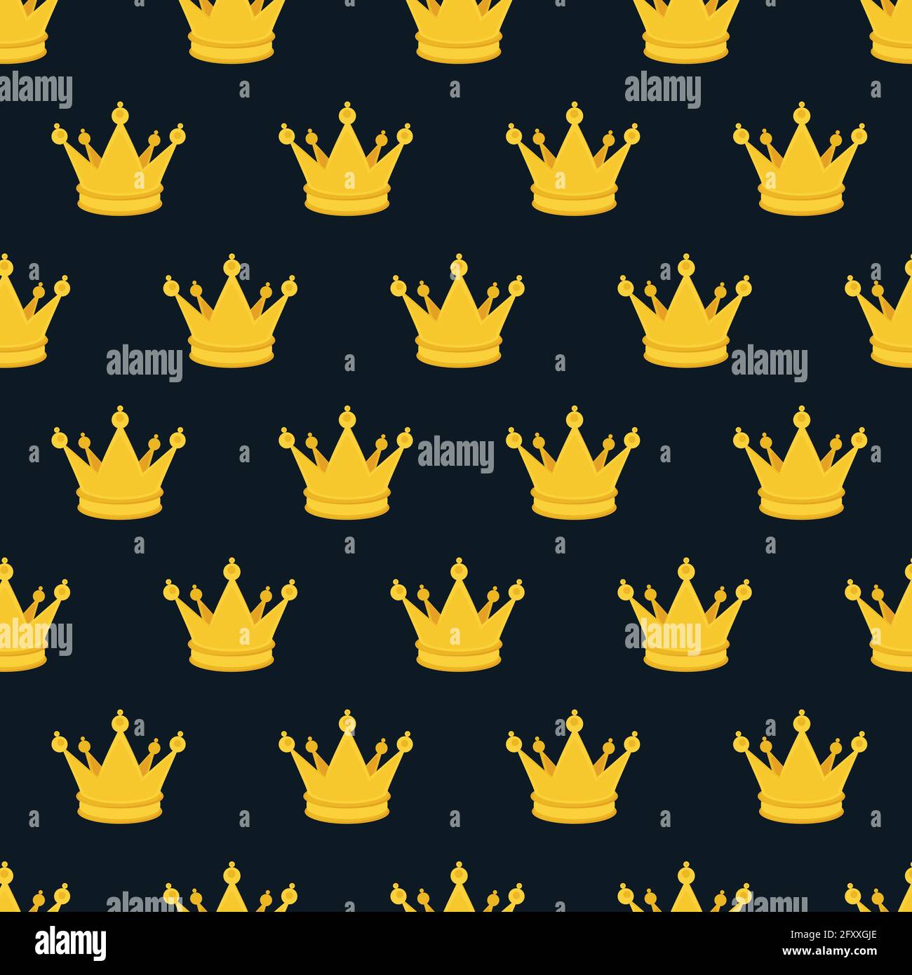 Seamless gold black, dark blue crown pattern background Stock Vector