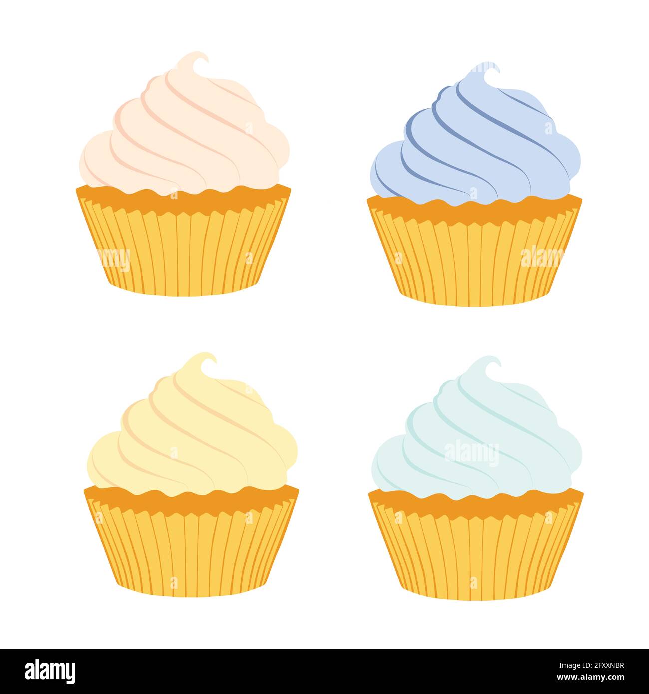 Tasty cupcakes isolated on white background Stock Vector