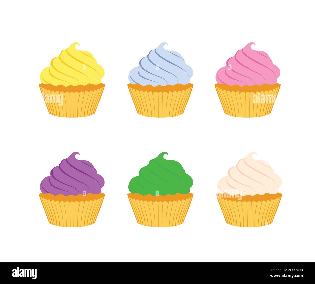 Tasty cupcakes isolated on white background Stock Vector