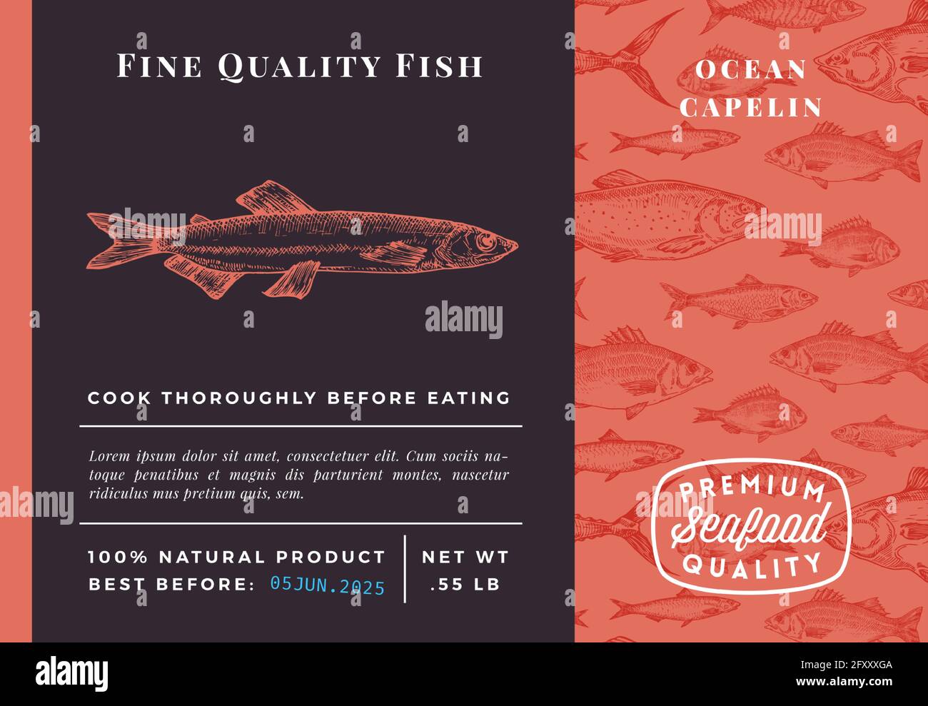 Premium Quality Ocean Capelin Abstract Vector Packaging Design or Label ...