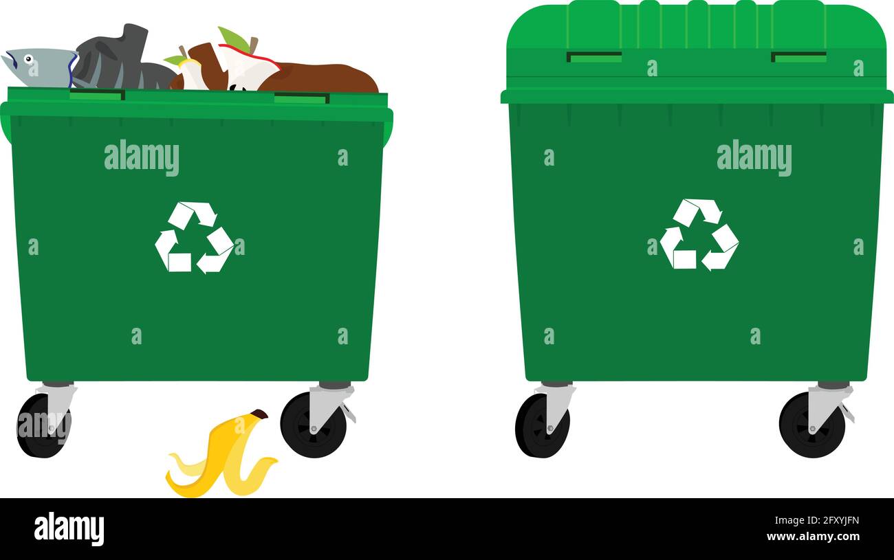 Overflowing and empty garbage bin container Vector Image