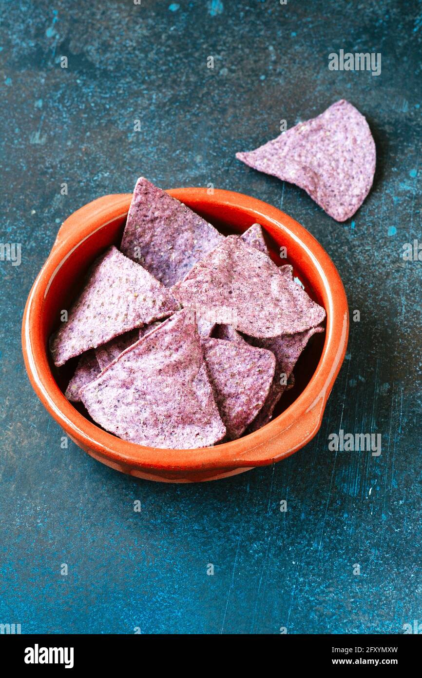 Blue Corn Tortilla Chips Stock Photo Alamy