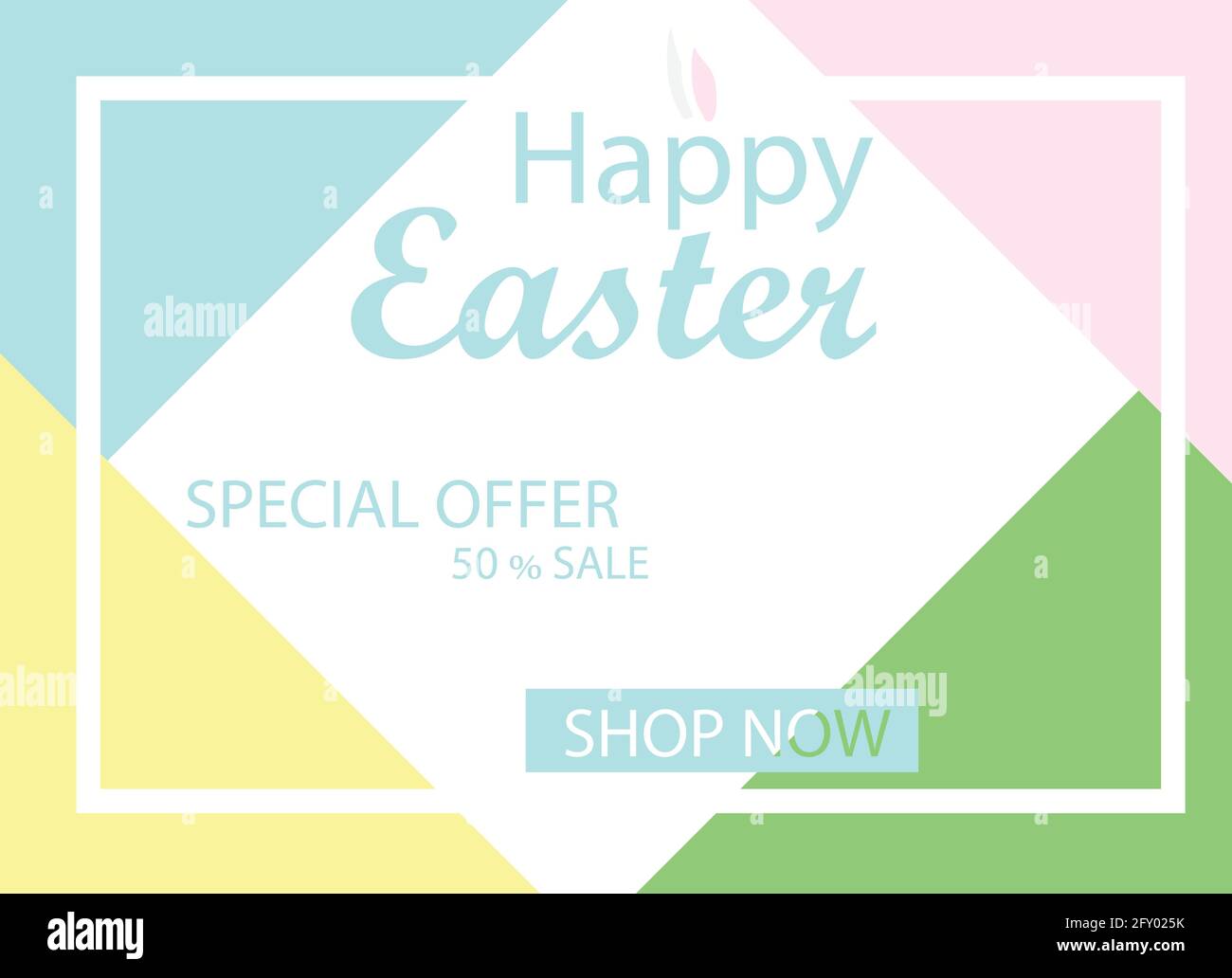 Easter sale banner background template with Easter rabbit Stock Vector