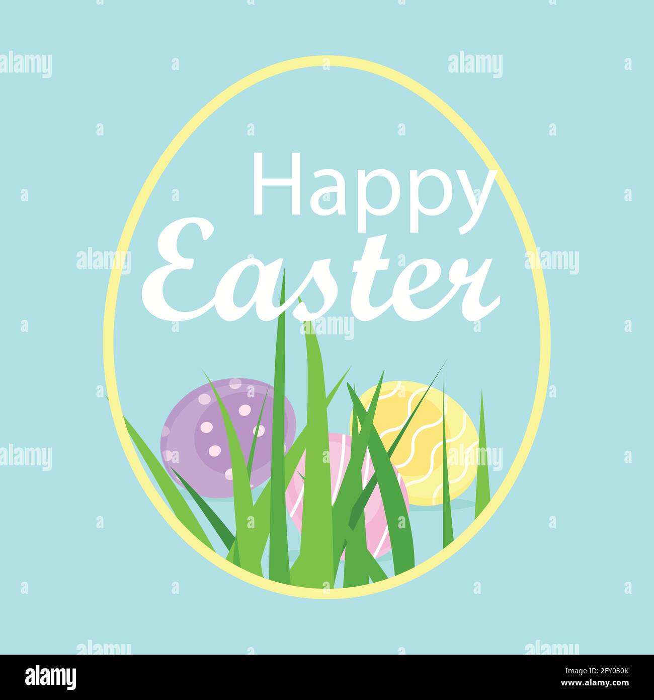 Happy Easter colorful eggs greeting card, ad, promotion, poster, flyer, web-banner, article Stock Vector
