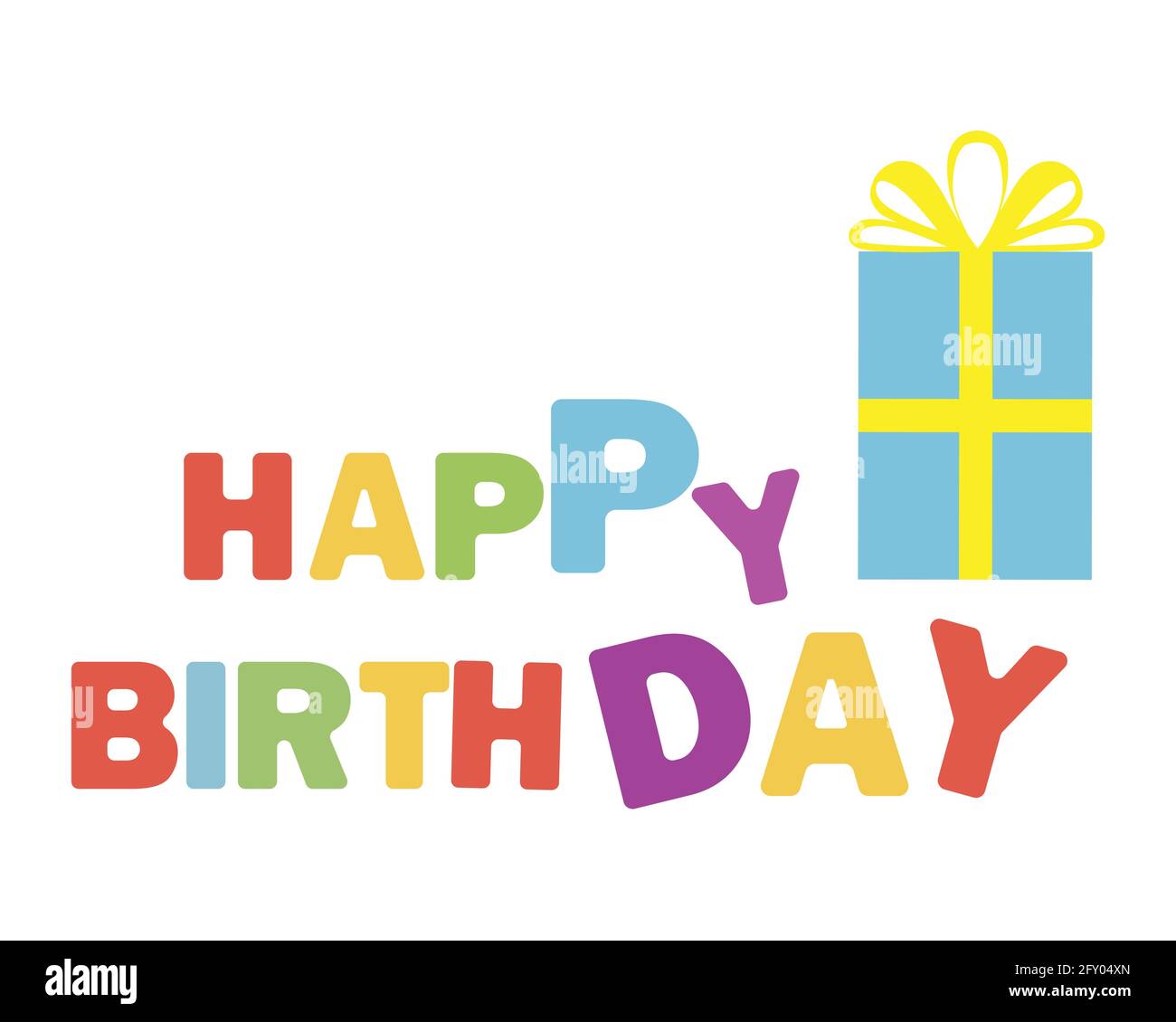 Happy Birthday typography vector design for greeting cards and poster with balloons and gift box, design template for birthday celebration. Stock Vector