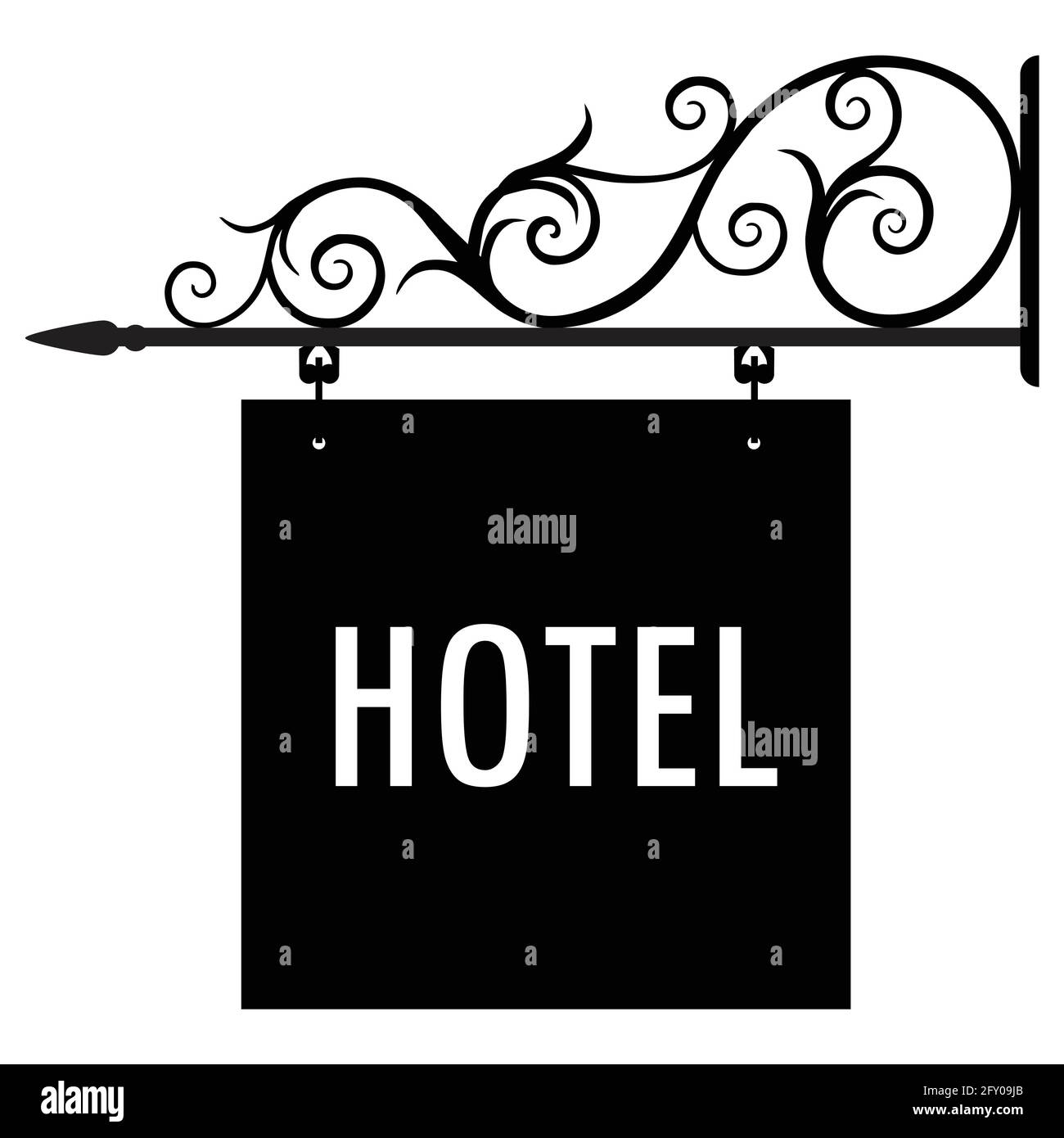 Vector illustration hotel vintage, old sign. Signage shop sign route hanging information banner retailer. Hotel door sign Stock Vector