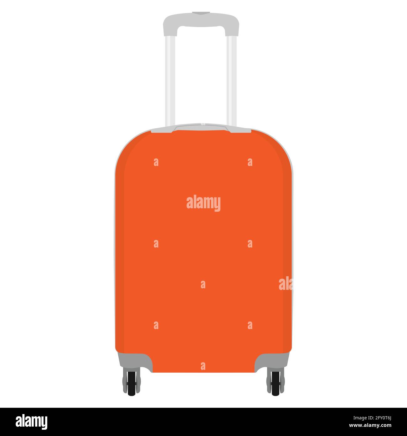Vector illustration of realistic large polycarbonate travel plastic suitcase with wheels isolated on white background. Art design traveler luggage. Ab Stock Vector