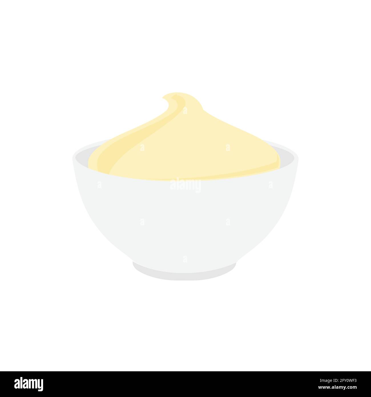 Sour cream in bowl isolated on white background. Portion of mayonnaise