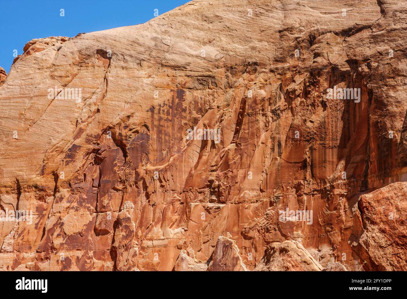 Bizarre textures on the rocks of Capitol Reef National Park, Utah, USA. Stock Photo