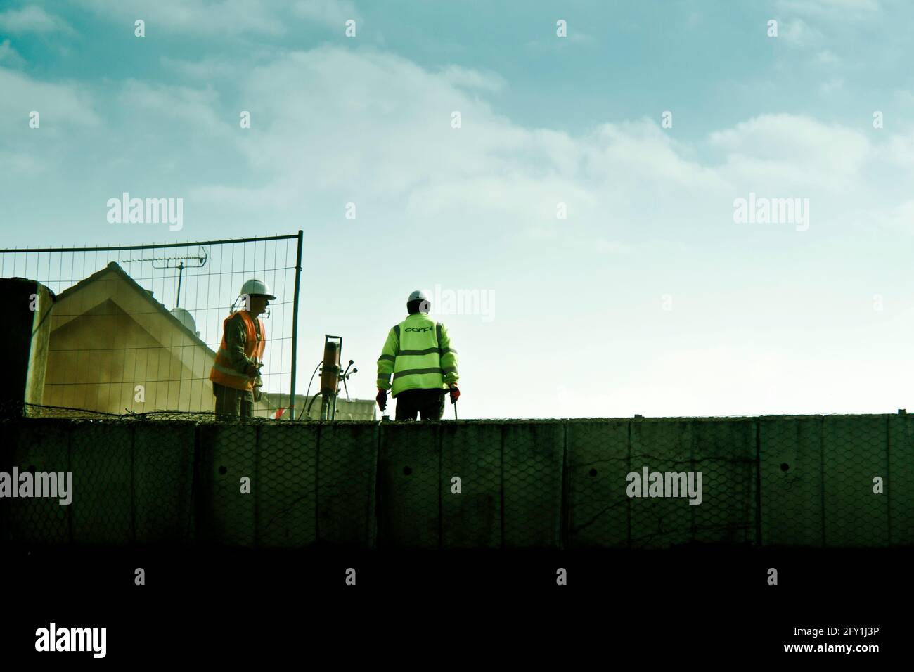 workers on a construction site Stock Photo