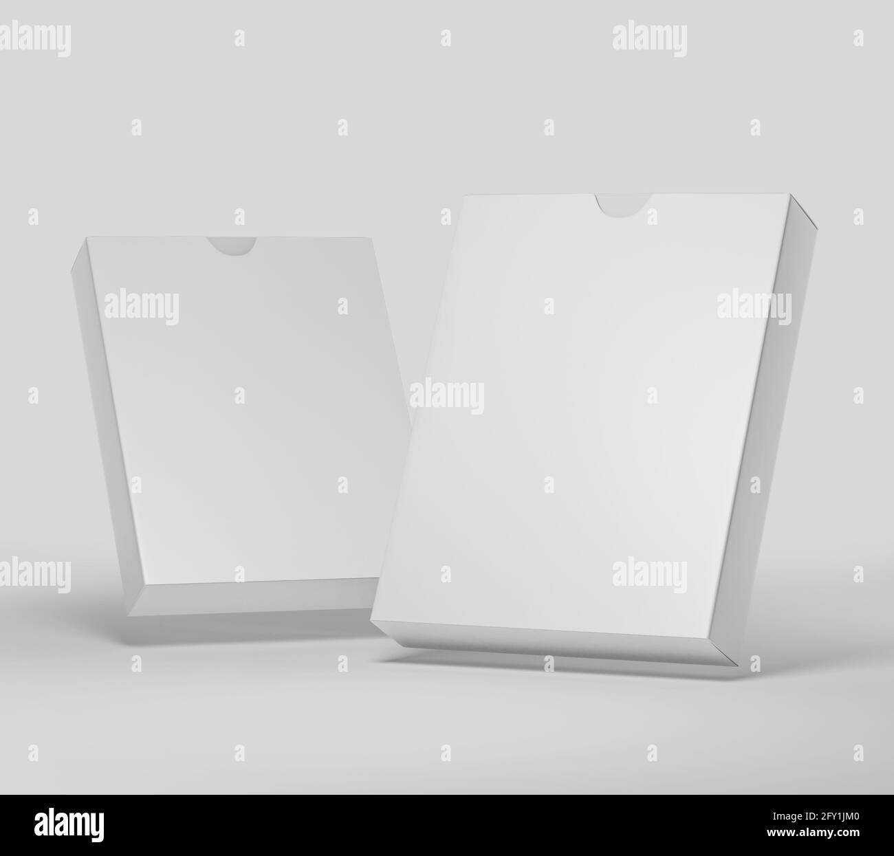 Blank Flat Carton cardboard Box Mockup, White Software Box, package, container, 3d rendering isolated on light background Stock Photo