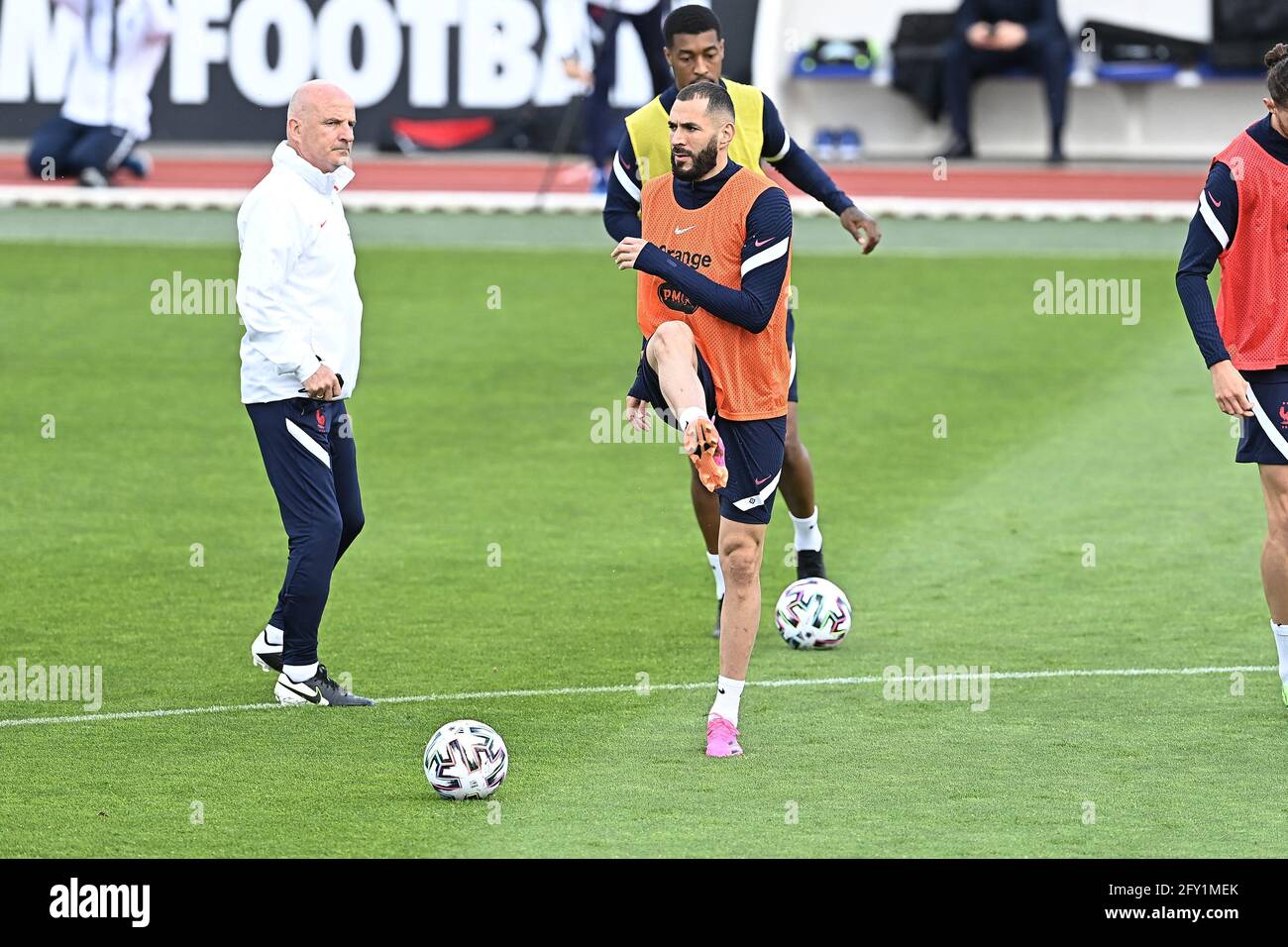 Karim Benzema of France during the France training session at Centre National du Football, on May 27, 2021 in Clairefontaine-en-Yvelines, France. Photo by David Niviere/ABACAPRESS.COM Stock Photo