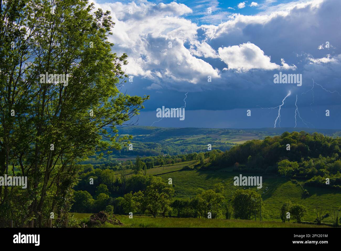 Thunderstorm in the Morvan in Burgundy near Vezelay Stock Photo