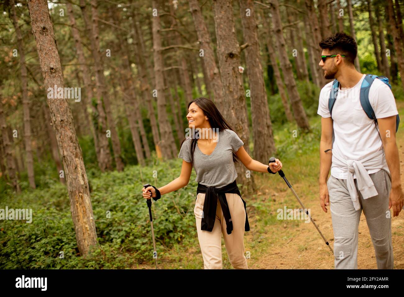 Man woman female couple walking hiking hi-res stock photography and ...